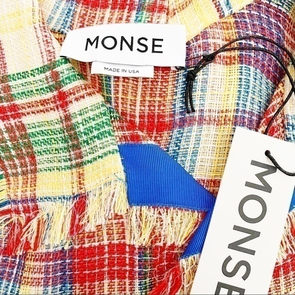 Monse Plaid Boxy Basket Weave Havana Shirt Button Down Top NWT Large Linen Blend - Picture 13 of 15